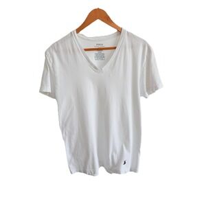 Ralph Lauren Polo White V-neck T Shirt Size Medium Classic Pony